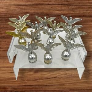 Lot Of 14 Silver Or Gold Plastic Eagle Flagpole Finials